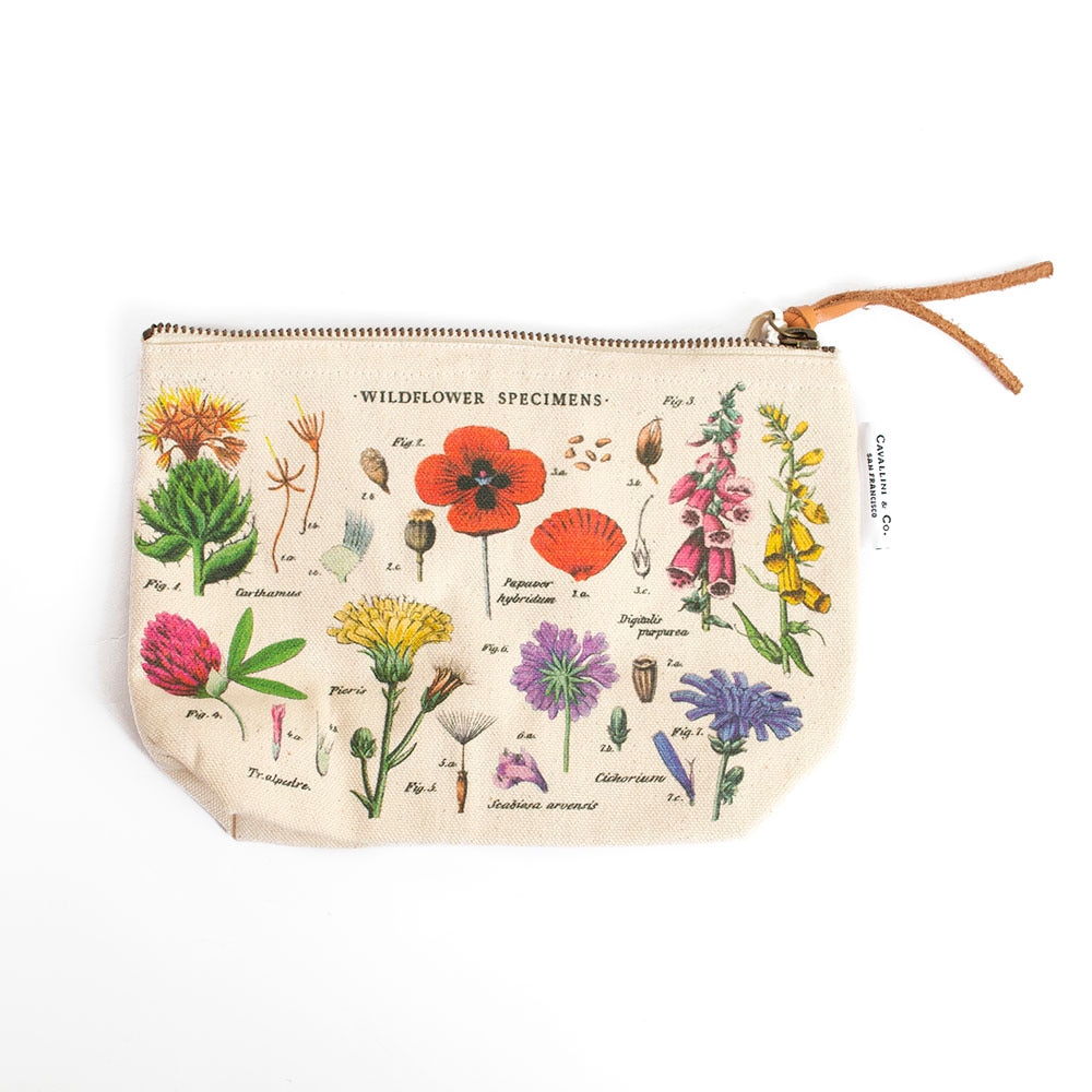 Cavallini, Pencil Pouch, Art & School, Vintage, Wildflowers, 376246